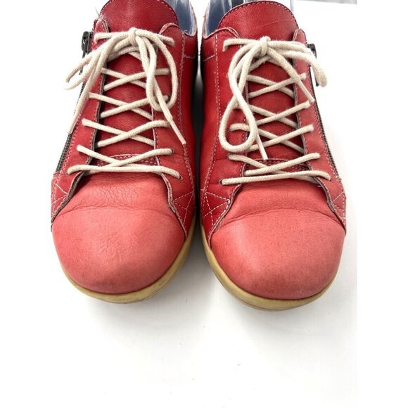 CLOUD Footwear Aika Sneakers leather Lace Up Side Zip Red Comfort Size 38 US 7.5 - Picture 2 of 6